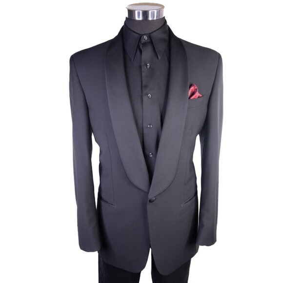 Vito Rufolo Blazer Jacket Men's Size 39-40L Made In Italy Black Solid Tuxedo - Picture 2 of 15